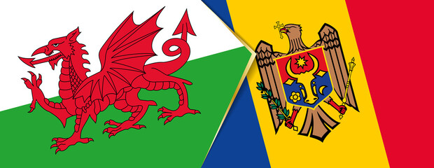 Wales and Moldova flags, two vector flags.