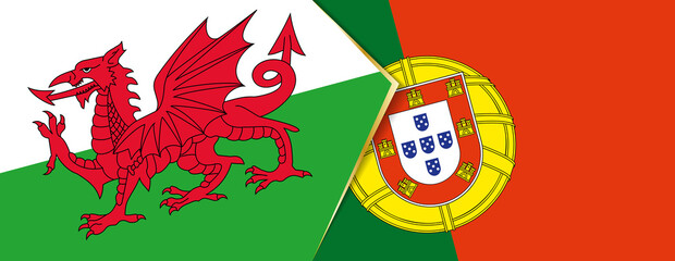 Wales and Portugal flags, two vector flags.