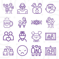 16 pack of dad  lineal web icons set