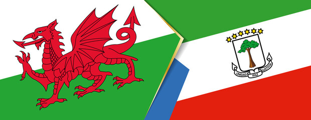 Wales and Equatorial Guinea flags, two vector flags.