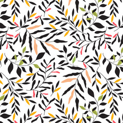 Leaves abstract pattern background, Pattern background with black leaves