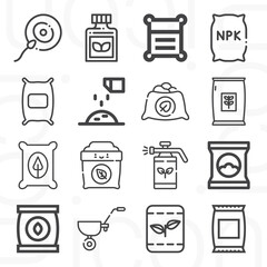 16 pack of nitrogen  lineal web icons set