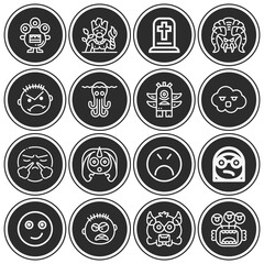 16 pack of yelling  lineal web icons set