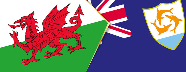 Wales and Anguilla flags, two vector flags.