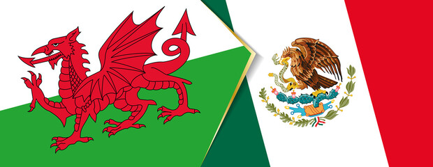 Wales and Mexico flags, two vector flags.