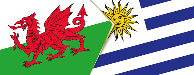 Wales and Uruguay flags, two vector flags.
