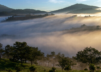 Fototapeta na wymiar fog over the mountains