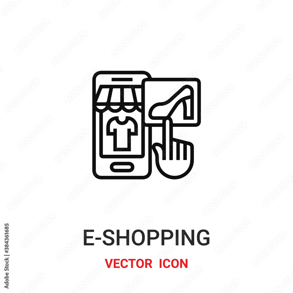 Aufkleber e-shopping icon vector symbol. e-shopping symbol icon vector for your design. modern outline icon fo