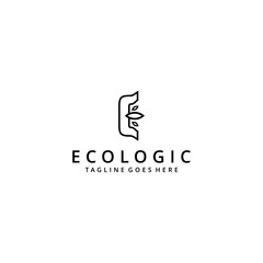 Creative illustration modern E leaf sign geometric logo design template