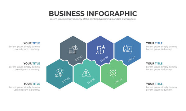 Infographic template simple with hexagons 6 steps vectors file