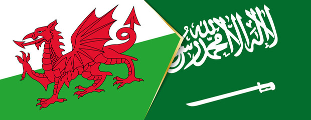 Wales and Saudi Arabia flags, two vector flags.
