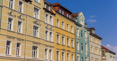 Panorama of colorful houses in the historic center of Weimar, Germany