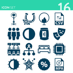 Simple set of 16 icons related to separate