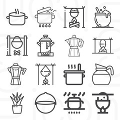 16 pack of house plant  lineal web icons set