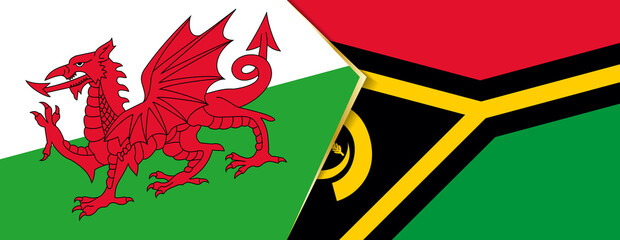 Wales and Vanuatu flags, two vector flags.
