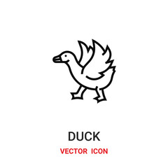 Fototapeta na wymiar duck icon vector symbol. duck symbol icon vector for your design. Modern outline icon for your website and mobile app design.