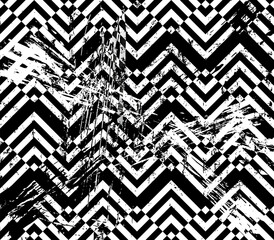 abstract geometric pattern background, with squares, paint strokes and splashes, grungy, black and white