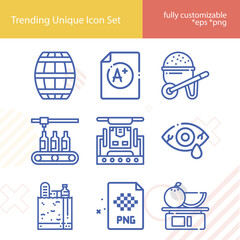 Simple set of tons related lineal icons.