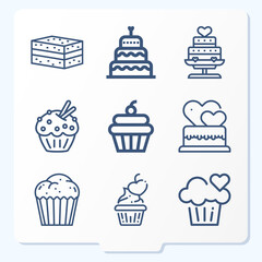 Simple set of 9 icons related to home baking