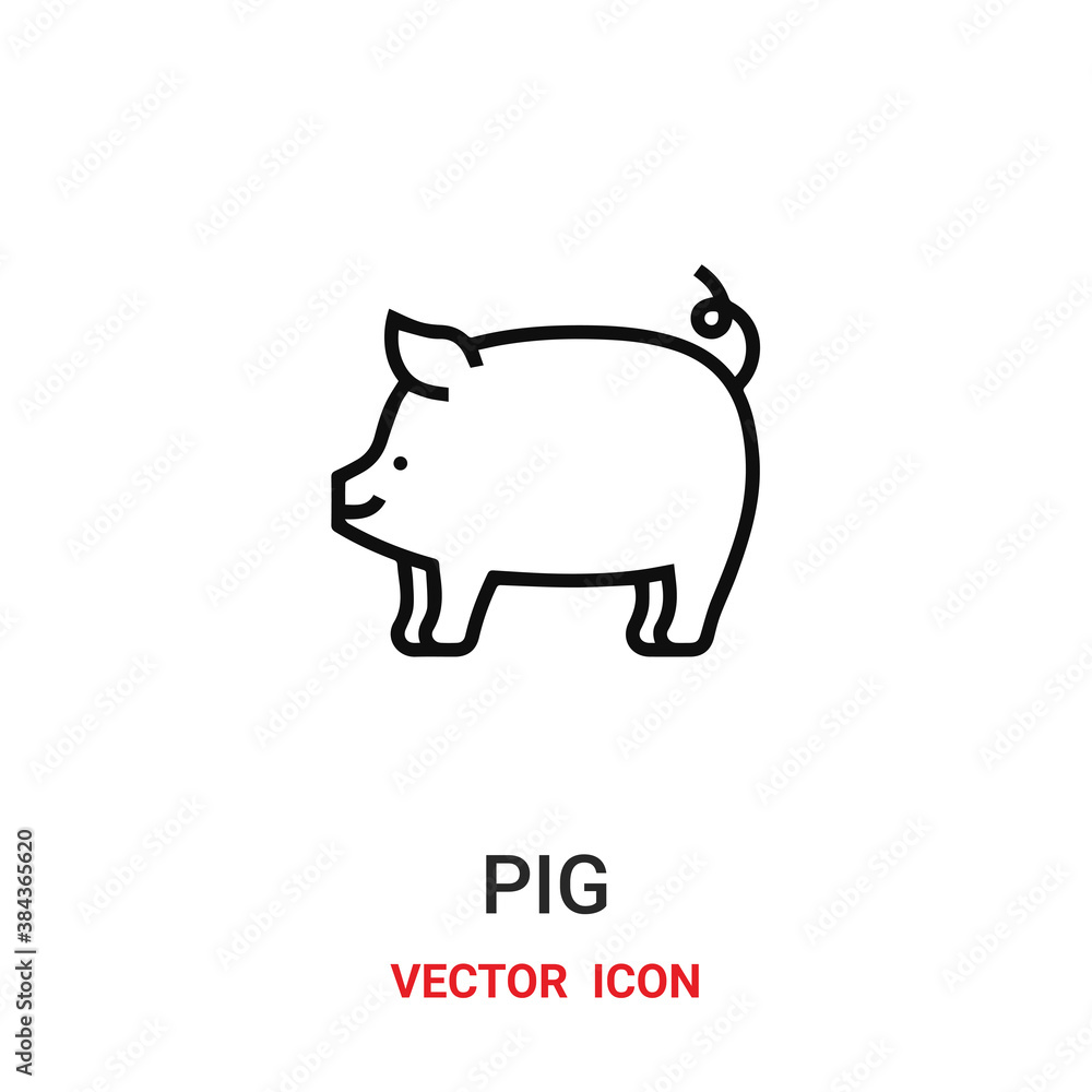 Poster pig icon vector symbol. pig symbol icon vector for your design. Modern outline icon for your website and mobile app design.