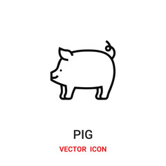 pig icon vector symbol. pig symbol icon vector for your design. Modern outline icon for your website and mobile app design.