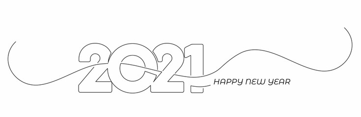 Happy New Year 2021 Text Typography Design Patter, Vector illustration.