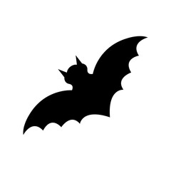 Isolated silhouette of a bat on a white background