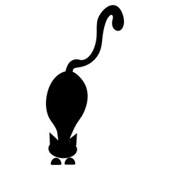 Isolated silhouette of a black cat on a white background