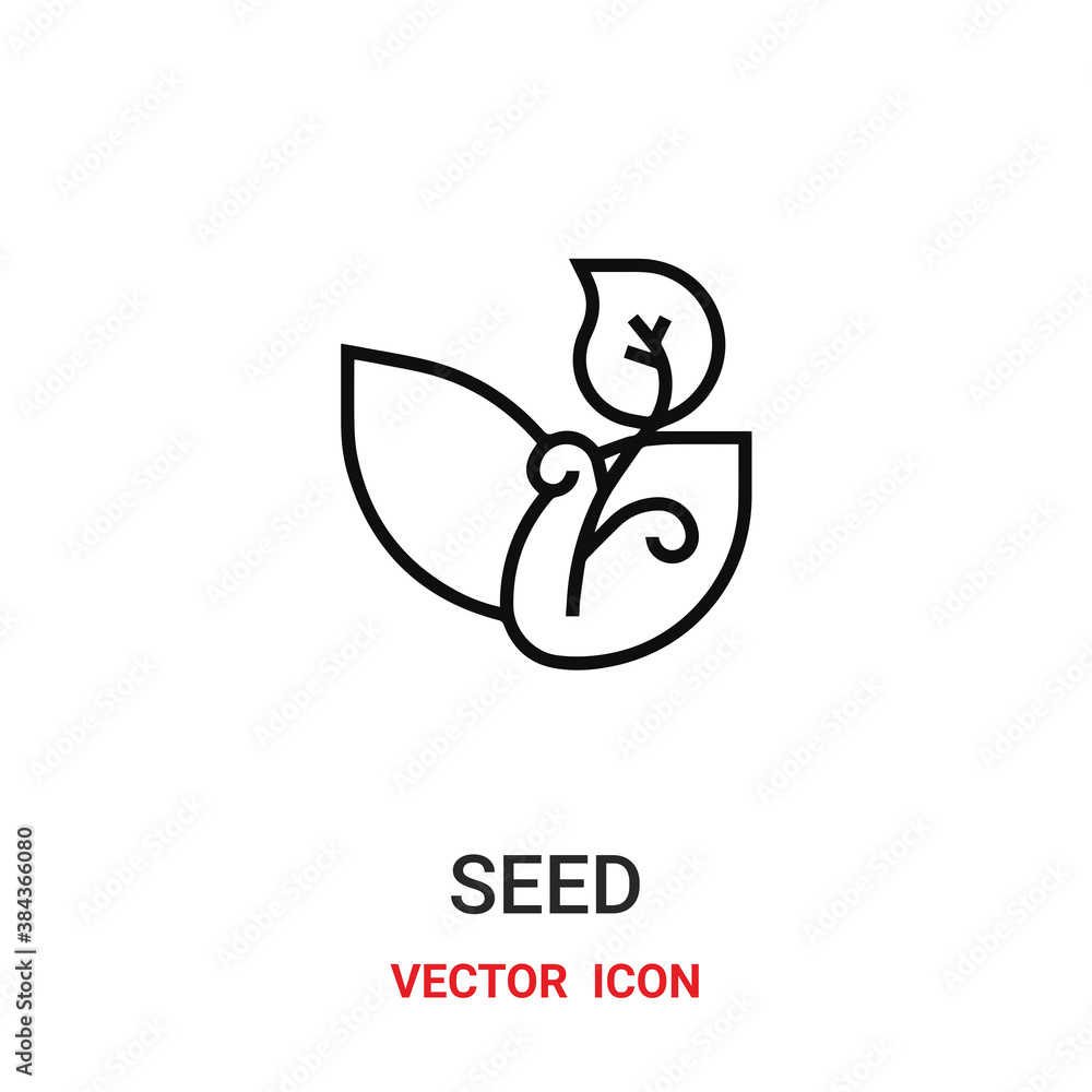 Poster seed icon vector symbol. seed symbol icon vector for your design. modern outline icon for your websi