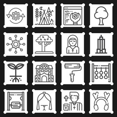 16 pack of park  lineal web icons set