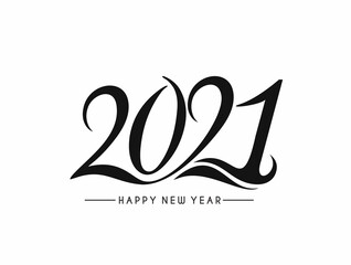 Happy New Year 2021 Text Typography Design Patter, Vector illustration.