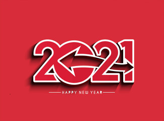 Happy New Year 2021 Text Typography Design Patter, Vector illustration.