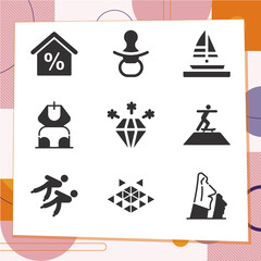 Simple set of 9 icons related to esteem