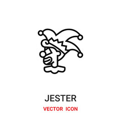 jester icon vector symbol. jester symbol icon vector for your design. Modern outline icon for your website and mobile app design.