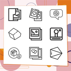 Simple set of 9 icons related to paramount