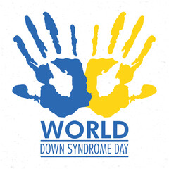 world down syndrome day lettering with hands print paint