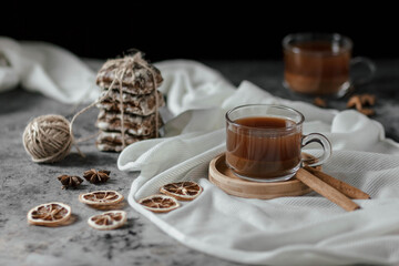 cocoa with milk in a Cup on the table