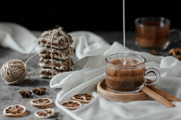 cocoa with milk in a Cup on the table