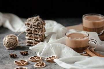 cocoa with milk in a Cup on the table