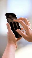 Girl or business woman using texting or send a message with cell mobile phone.