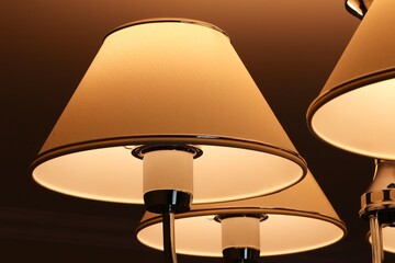 White round lampshade with orange light