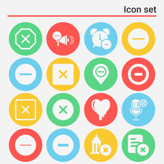 16 pack of disappear  filled web icons set