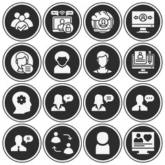 16 pack of visibility  filled web icons set