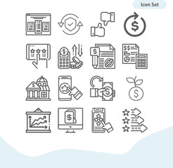 Simple set of valuation related lineal icons.