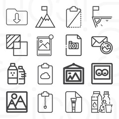 16 pack of intersection  lineal web icons set
