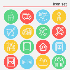16 pack of horizontal  lineal web icons set