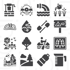 16 pack of lake  filled web icons set