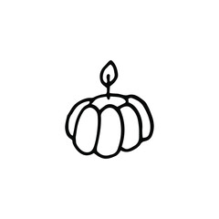 hand drawn pumpkin candle in doodle style black and white. vector illustration of pumpkin and candle on a light background. Flat style. Could be used for flyers, postcards, banners, holidays, etc.