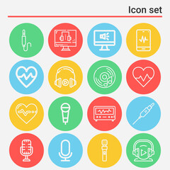 16 pack of waveform  lineal web icons set
