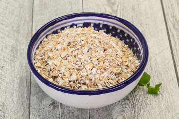 Raw oats in the bowl